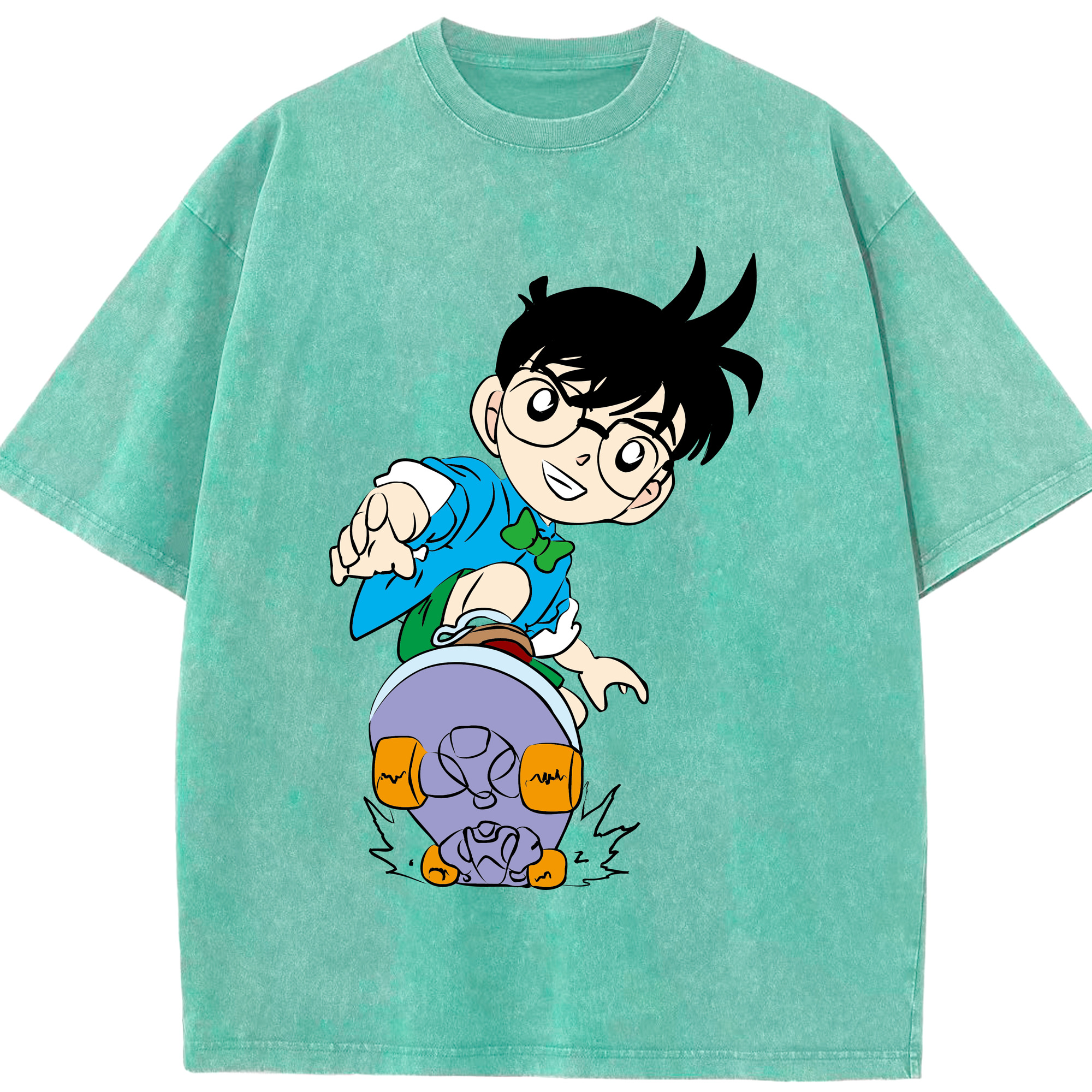 （画像用） 名探偵コナン 江戸川 コナン Detective Conan Conan Edogawa 綿100% ヴィンテージ風 半袖Tシャツ（フロントプリント）
